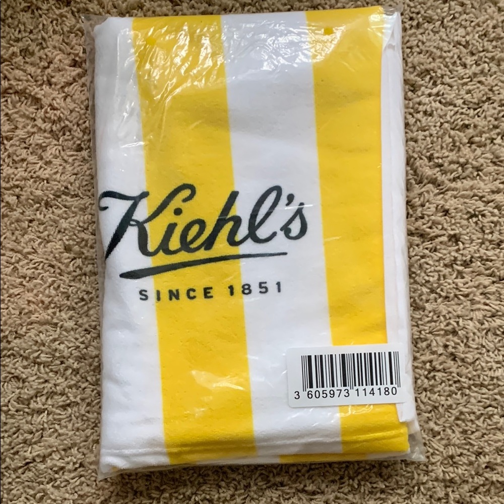 Kiehl's Bold Yellow and White Striped Towel